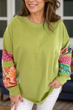 Plus Size Printed Round Neck Long Sleeve Sweatshirt 