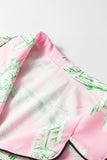 Collared Neck Printed Top and Drawstring Shorts Lounge Set Lingerie & Nightwear