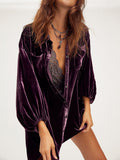 Collared Neck Button Down Long Sleeve Shirt 