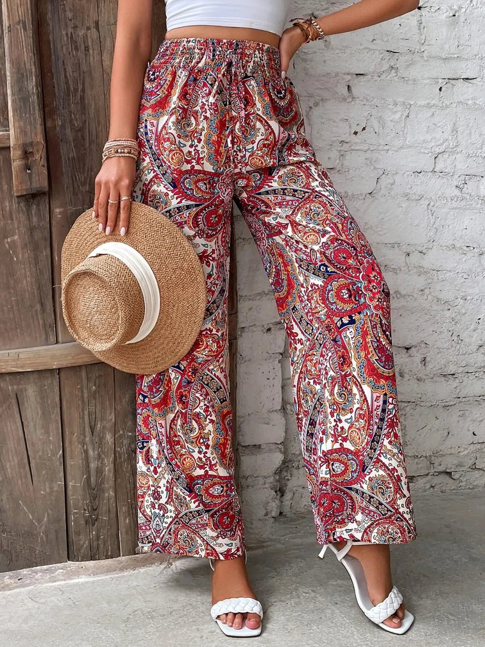 Printed Wide Leg Pants 