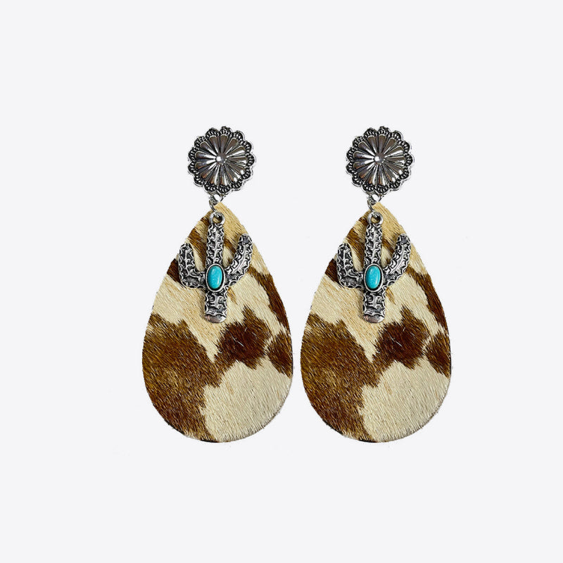 Turquoise Cactus Dangle Earrings 