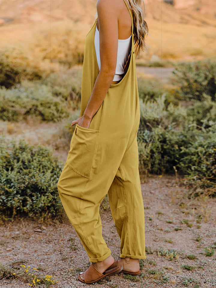 Double Take Full Size Sleeveless V-Neck Pocketed Jumpsuit 