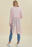 Double Take Full Size Open Front Longline Cardigan 