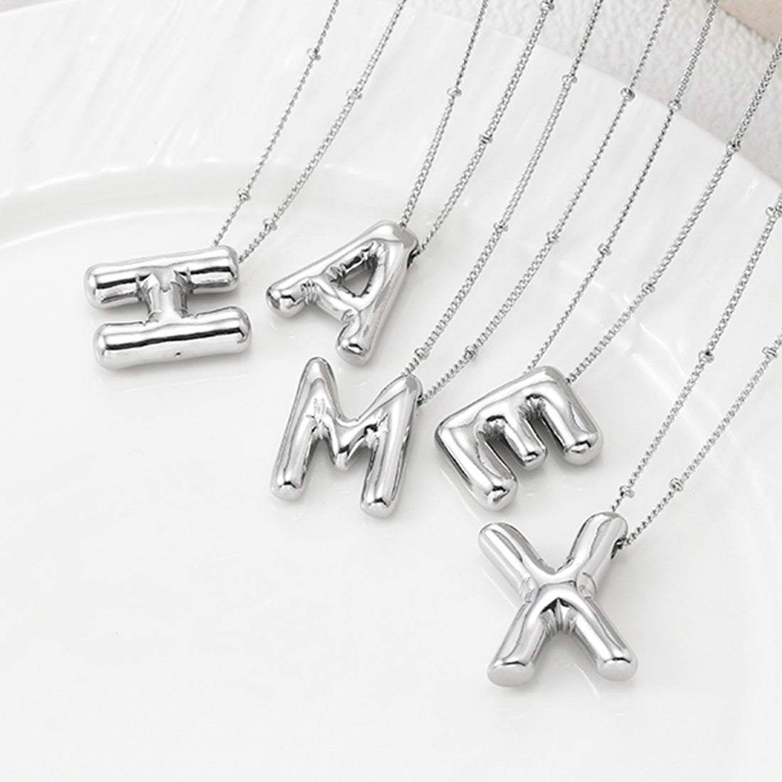 Copper Bubble Letter Pendant Necklace 