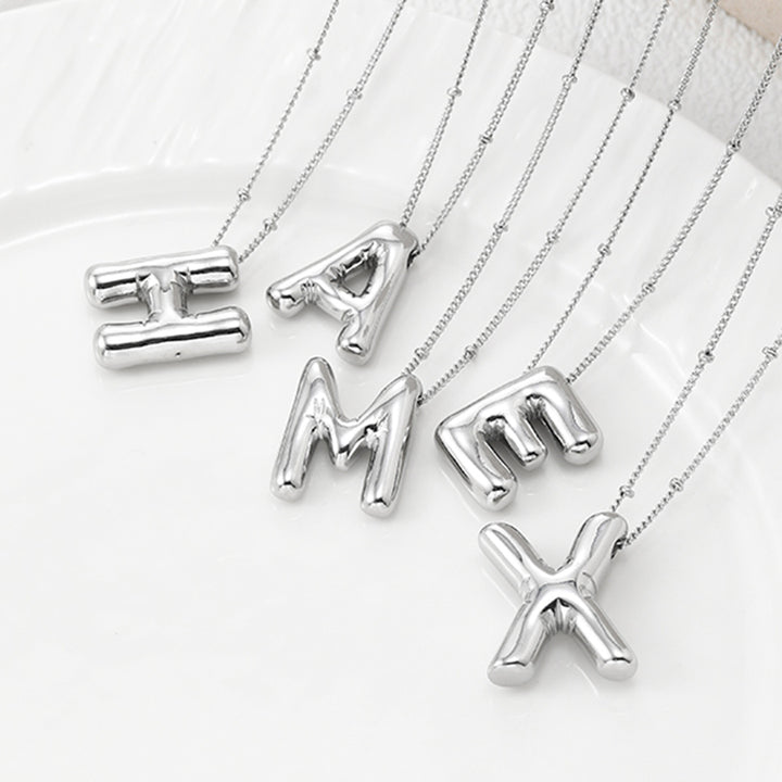 Copper Bubble Letter Pendant Necklace 