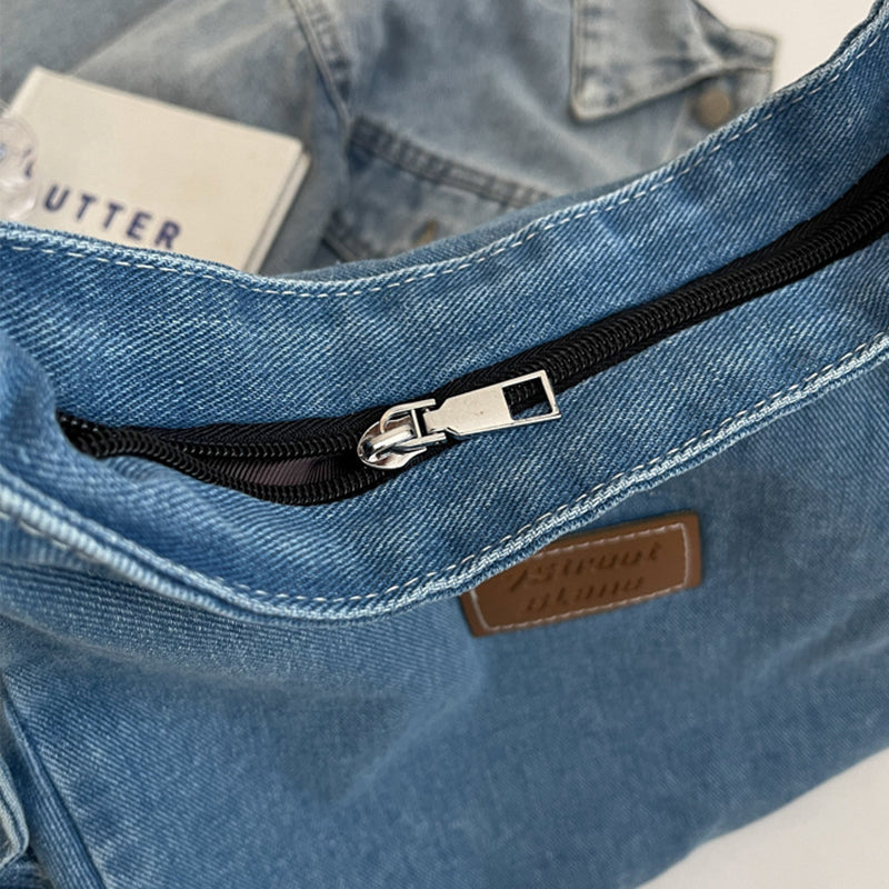Adjustable Strap Denim Shoulder Bag 
