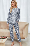 Shiny Tie-Dye Long Sleeve Top and Drawstring Joggers Lounge Set Lingerie & Nightwear