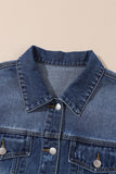 Plus Size Distressed Button Up Raw Hem Denim Jacket 