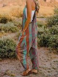 Double Take Printed V-Neck Sleeveless Jumpsuit 