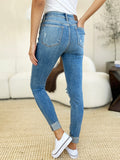 Judy Blue Full Size Mid Rise Destroy & Cuff Skinny Jeans 