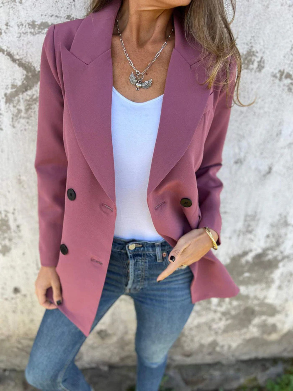 Full Size Collared Neck Long Sleeve Blazer 