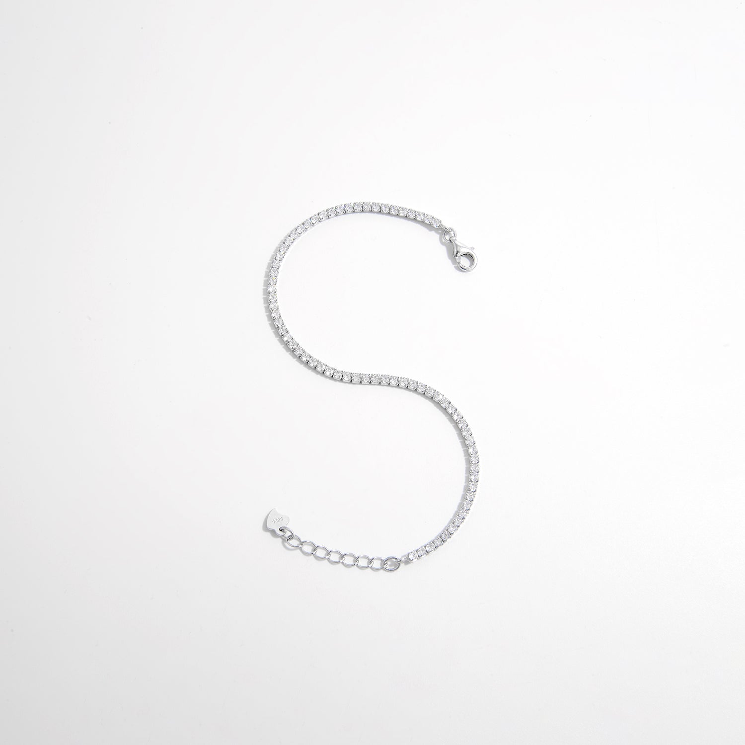 925 Sterling Silver Inlaid Zircon Bracelet 