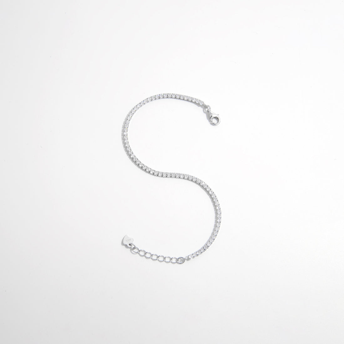 925 Sterling Silver Inlaid Zircon Bracelet 