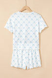 Printed Round Neck Top and Shorts Two-Piece Lounge Set Lingerie & Nightwear