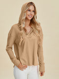 Double Take Full Size High-Low Dropped Shoulder Long Sleeve Hoodie 
