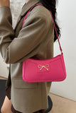 Bow Trim PU Leather Shoulder Bag 