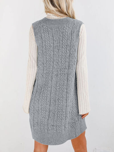 Lovelet Cable Knit V-Neck Mini Sweater Overall Dress Dresses