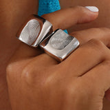 Titanium Steel Fingerprint Signet Ring 