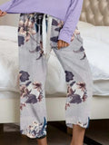 Round Neck Top and Printed Pants Lounge Set Lingerie & Nightwear