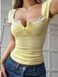 Lace Detail Short Sleeve T-Shirt 