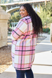 Double Take Full Size Plaid Button Up Lapel Collar Coat 