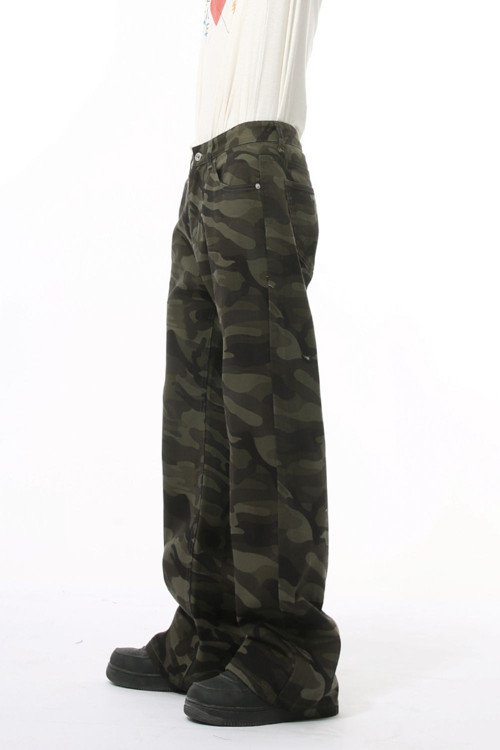 Camouflage Bootcut Jeans with Pockets 