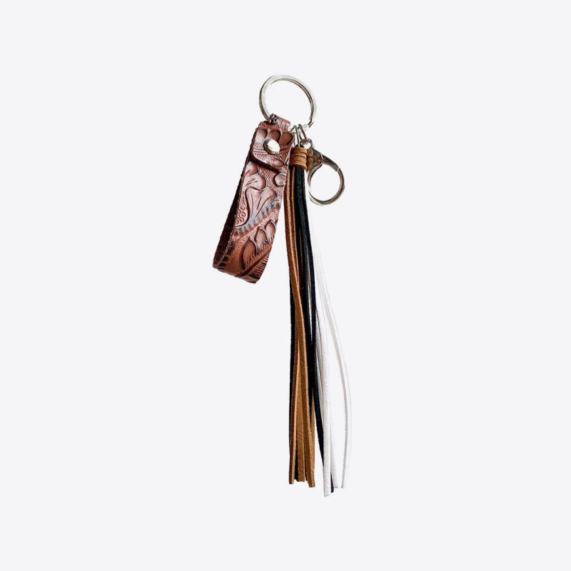 Genuine Leather Tassel Keychain 