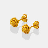 Titanium Steel Rose Stud Earrings 