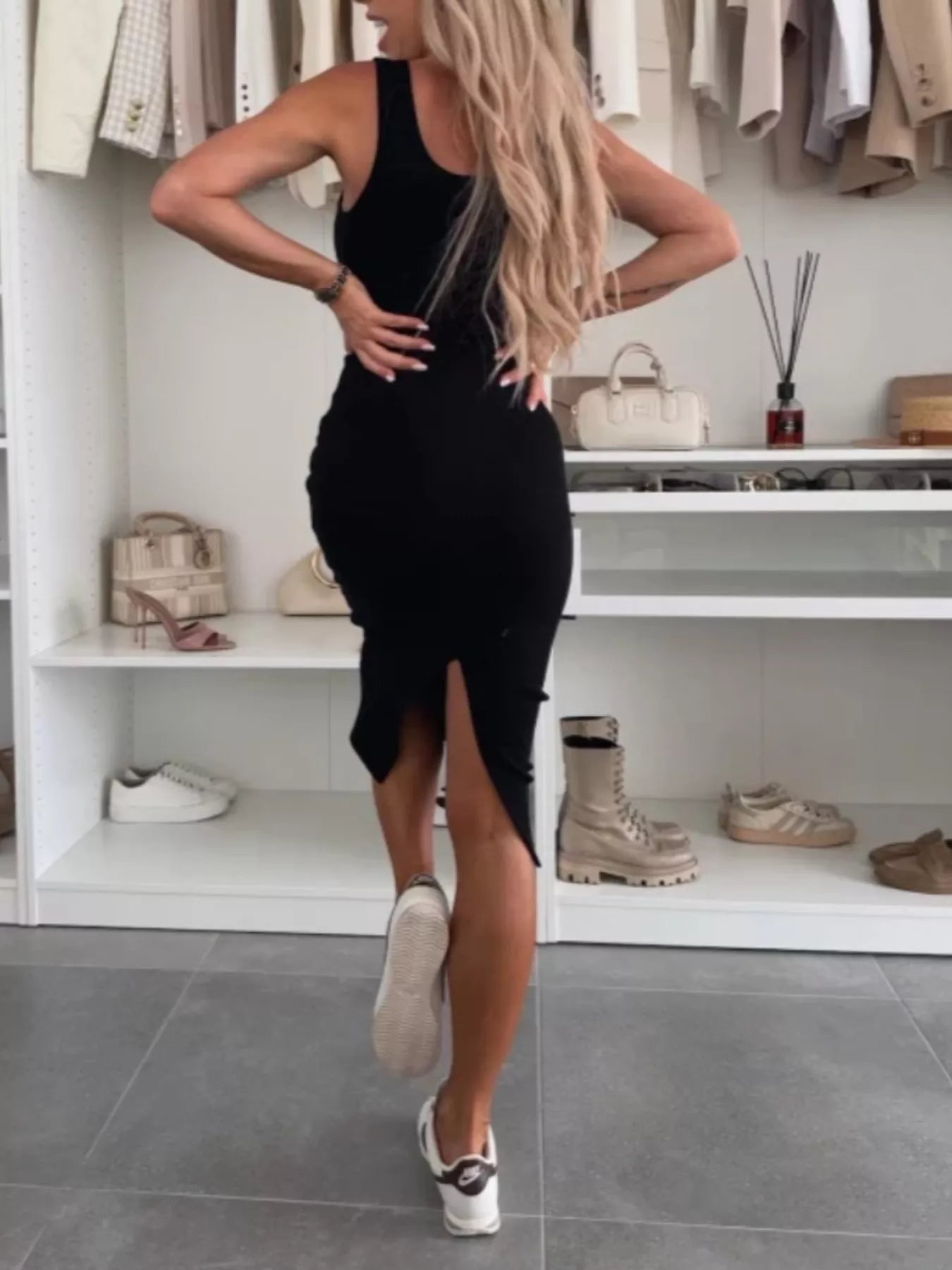 Full Size Slit Square Neck Dress and Outerwear Set Plus Size 