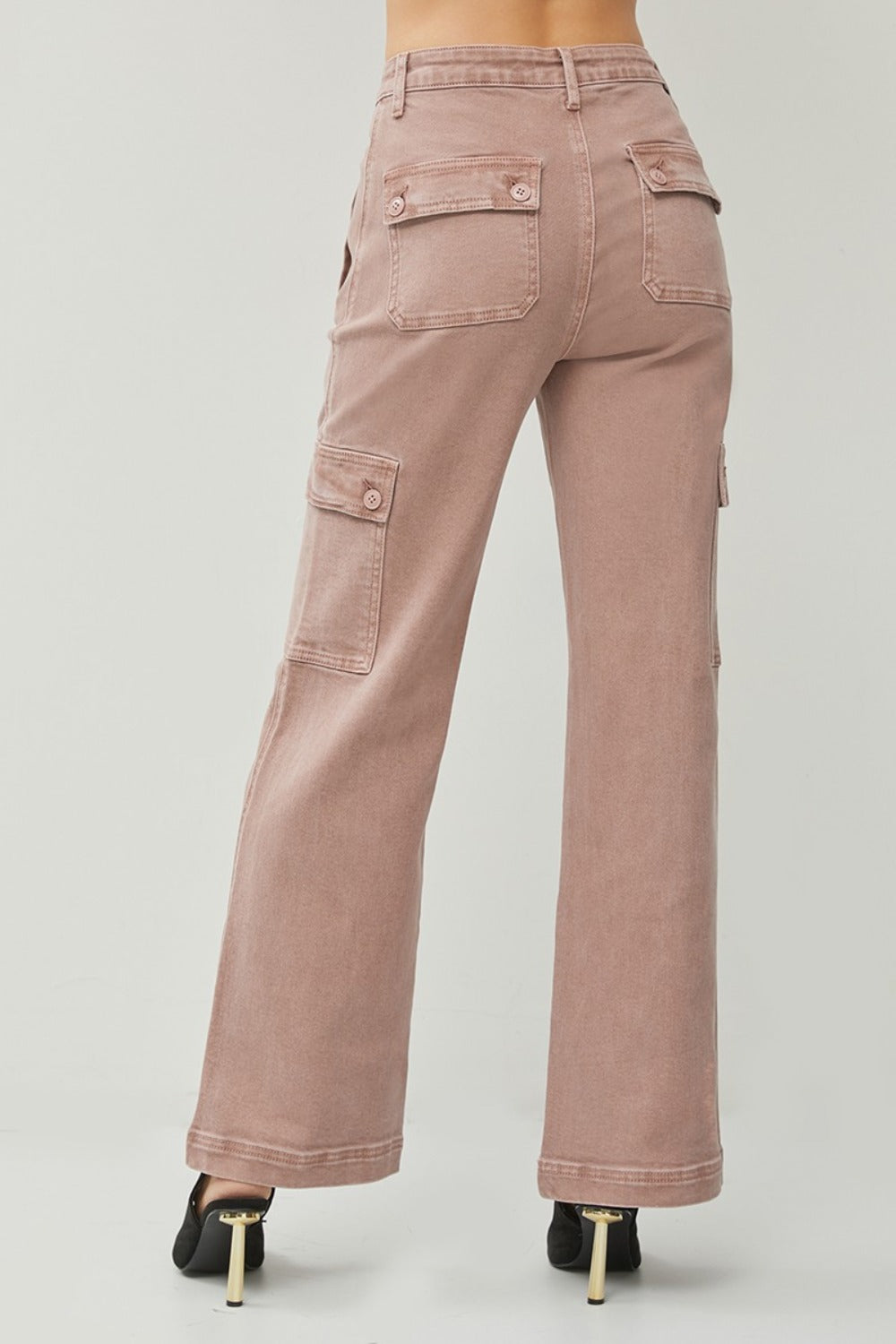 RISEN Full Size High Rise Wide Leg Cargo Jeans 