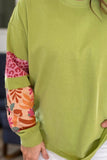 Plus Size Printed Round Neck Long Sleeve Sweatshirt 