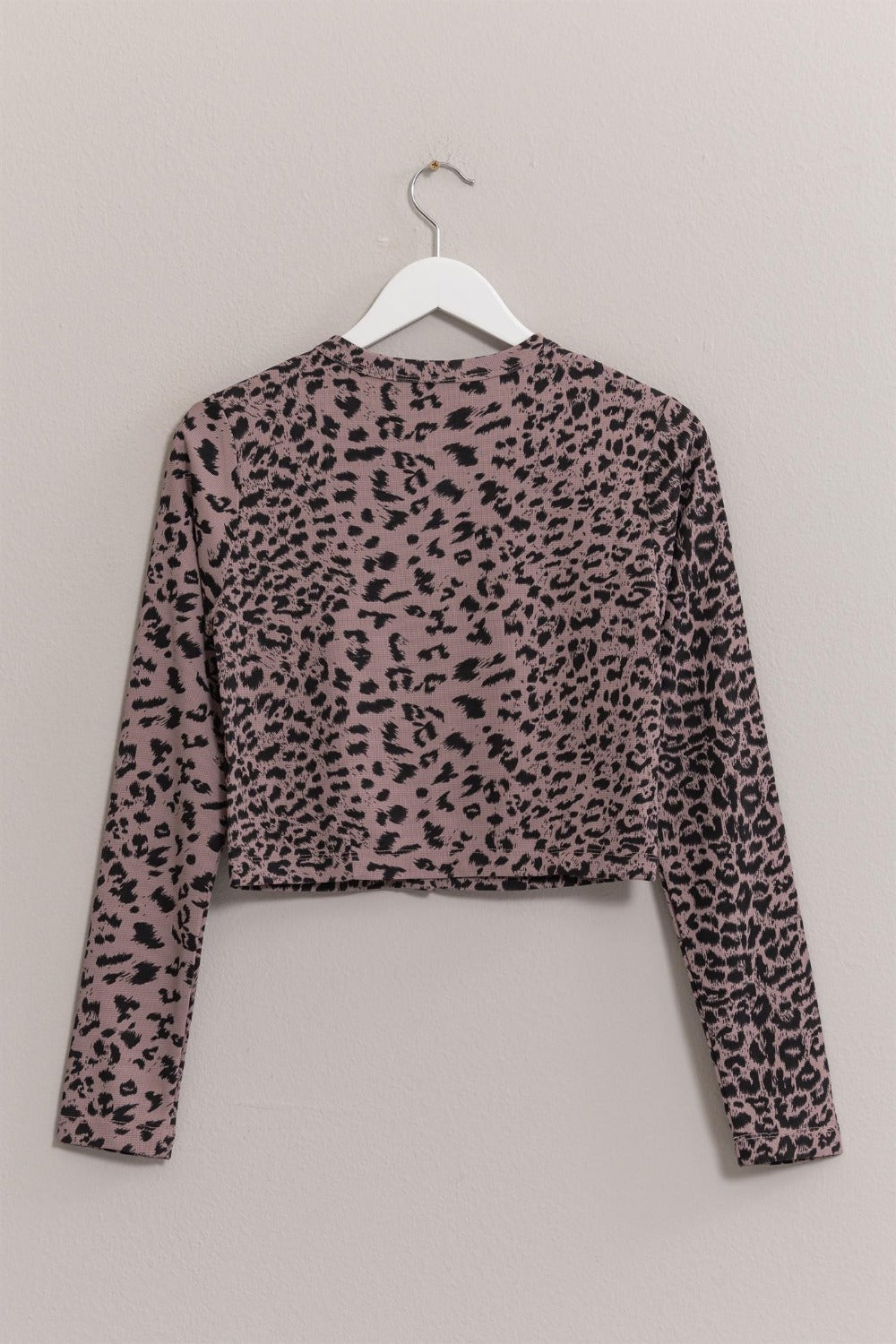 HYFVE Animal Print Snap Down Crop Cardigan 