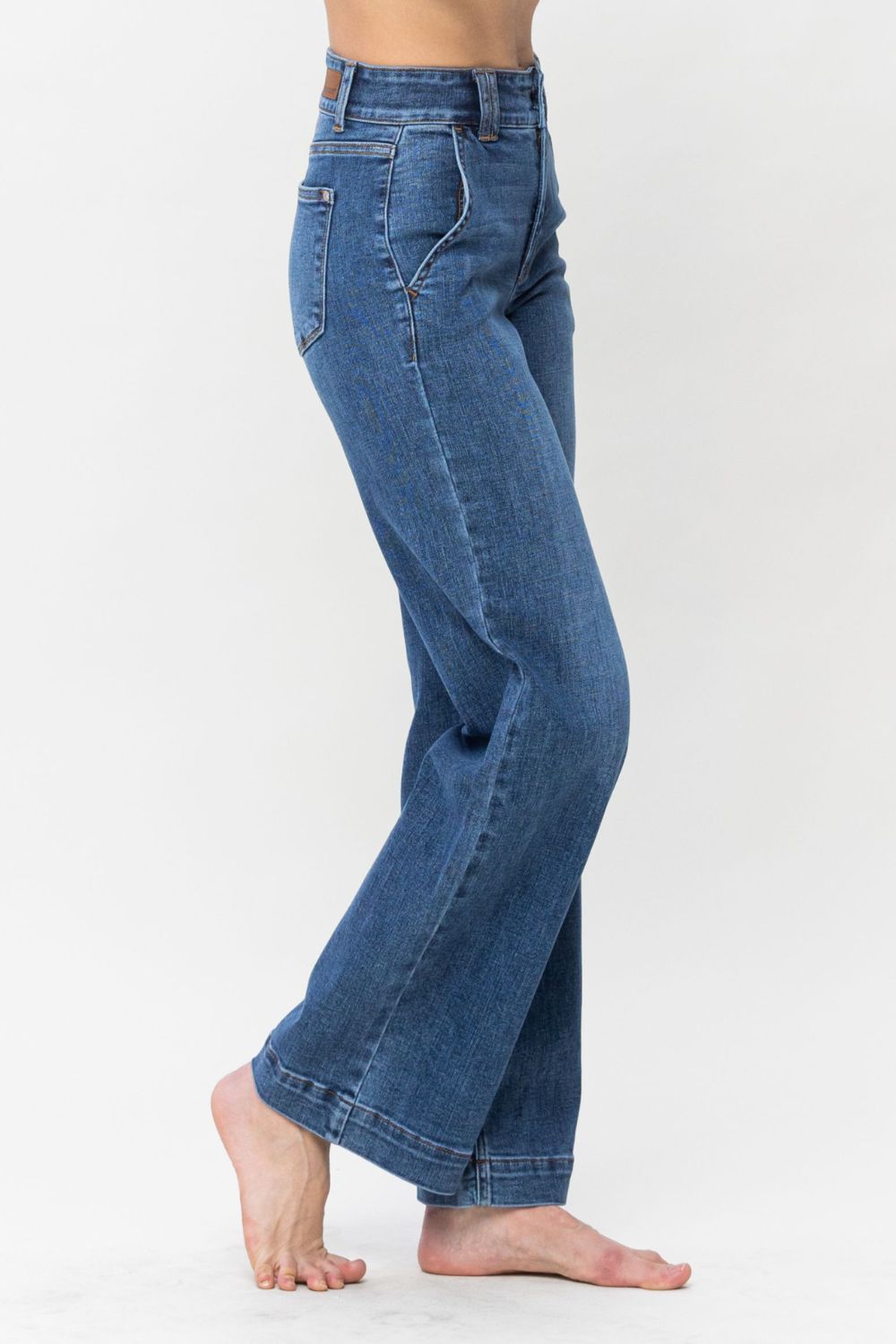 Judy Blue Full Size Double Button Wide Leg Jeans 