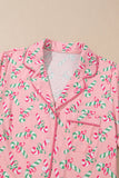 Candy Cane Collared Neck Top and Shorts Lounge Set Lingerie & Nightwear