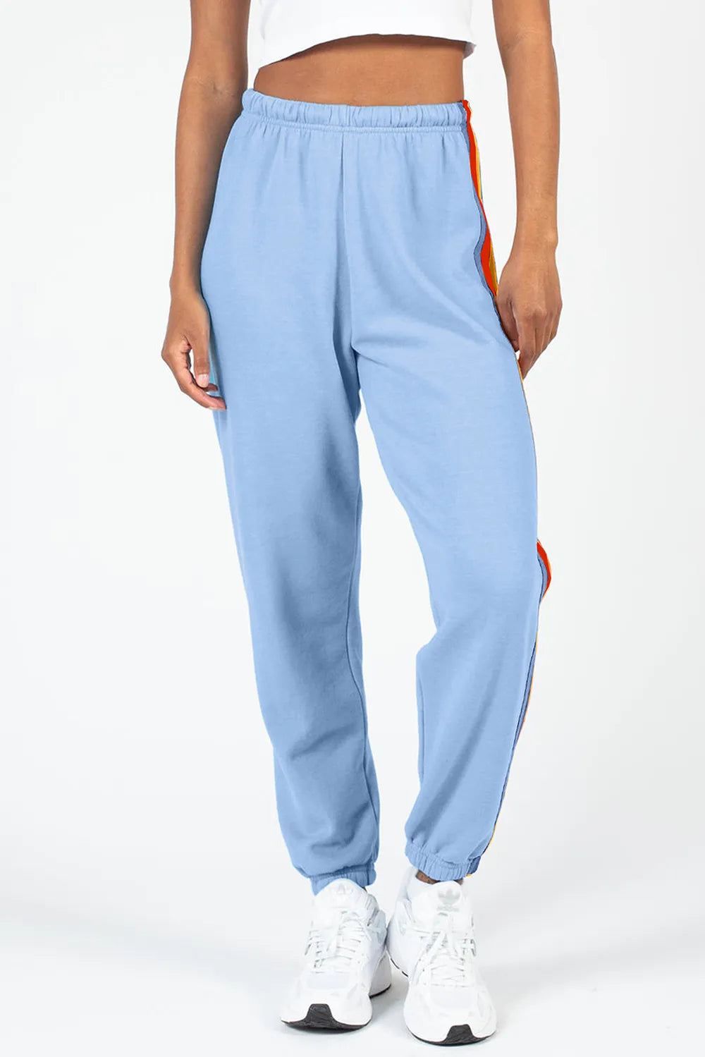Contrast Striped Elastic Waist Active Pants 