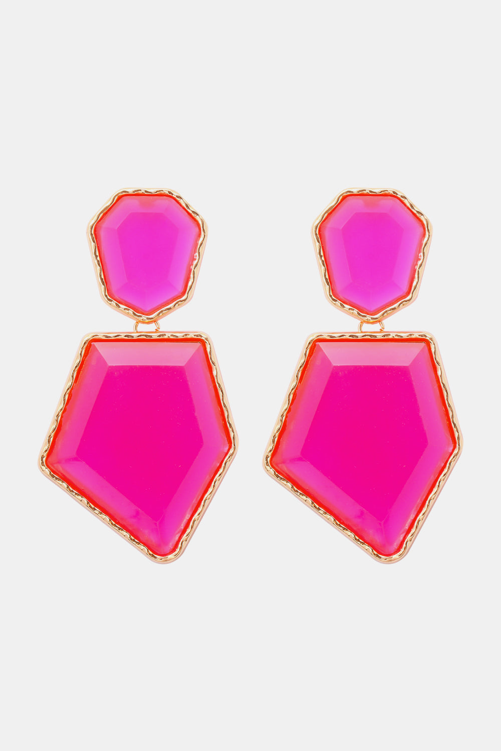 Geometrical Shape Zinc Alloy Frame Resin Dangle Earrings 