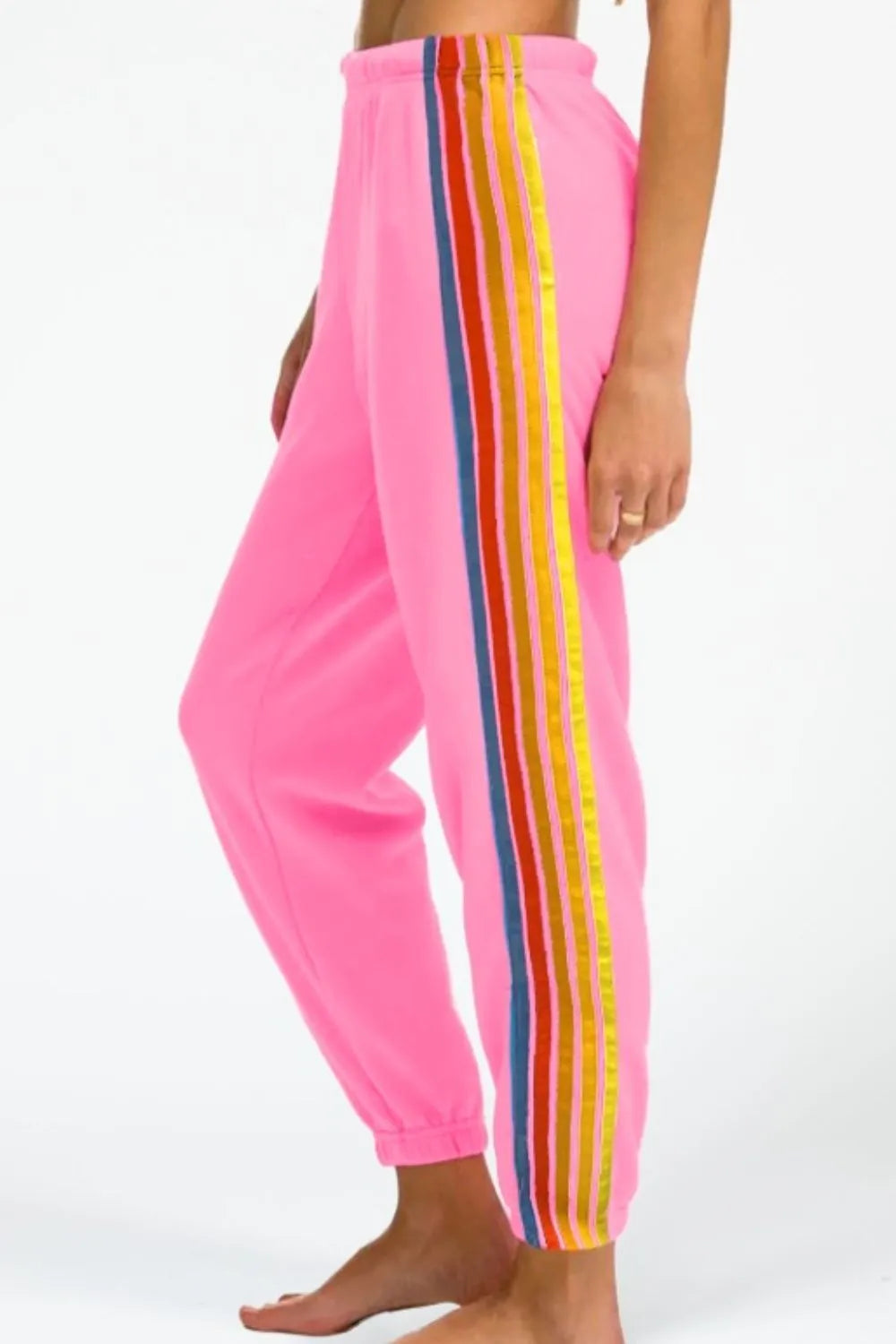 Contrast Striped Elastic Waist Active Pants 
