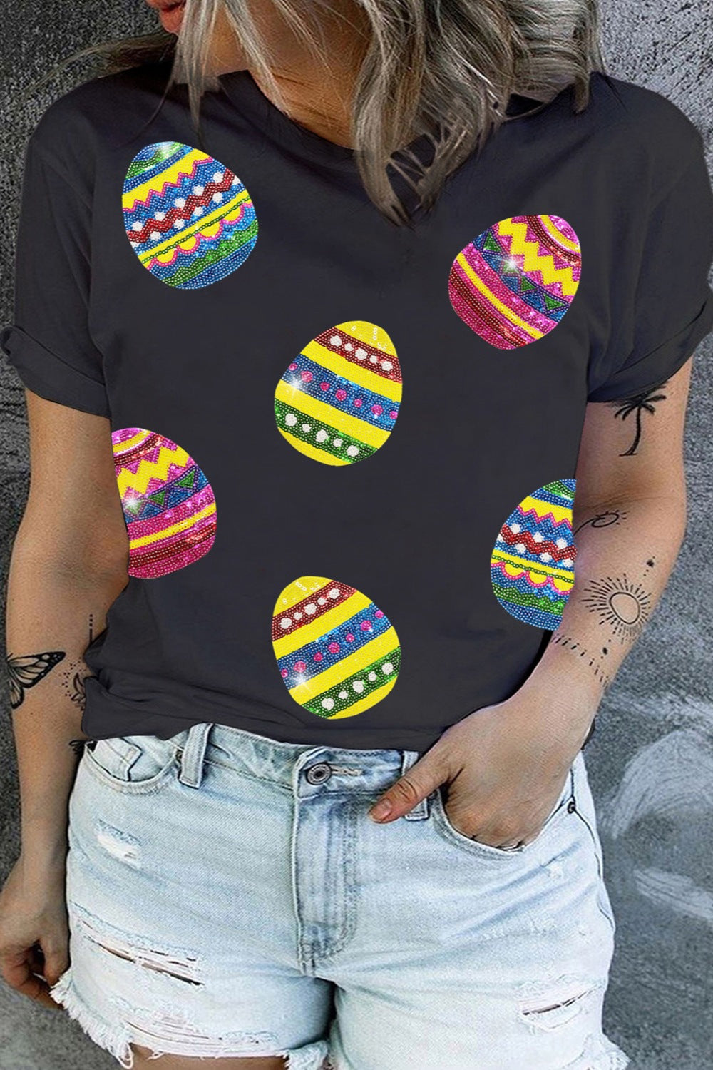 Plus Size Easter Round Neck Short Sleeve T-Shirt 