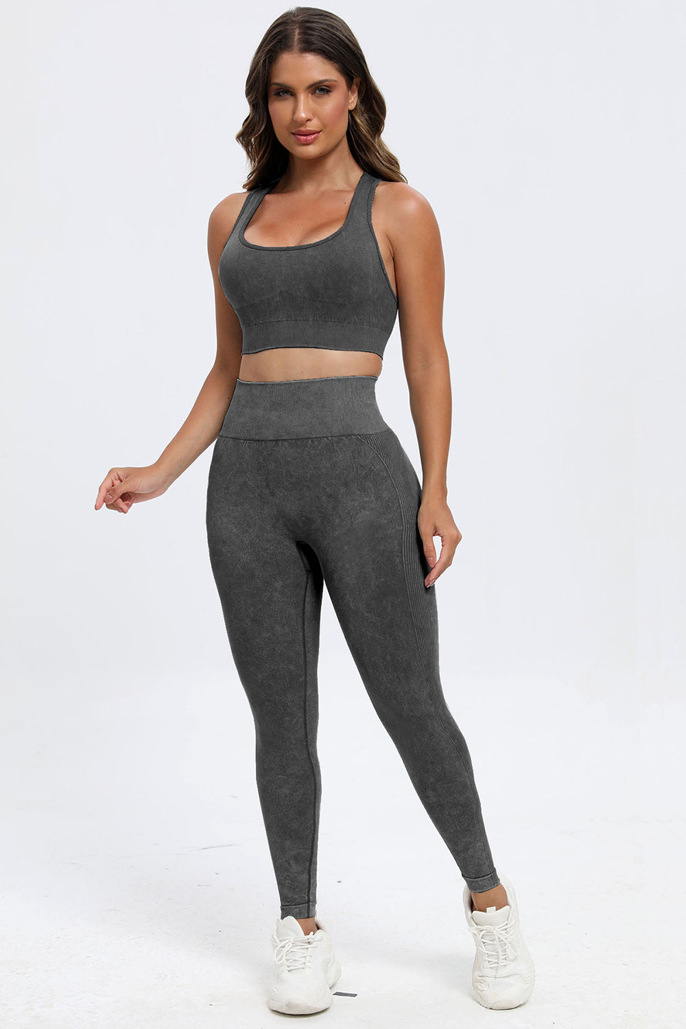 3 Piece Washed Square Neck Wide Strap Active Set 