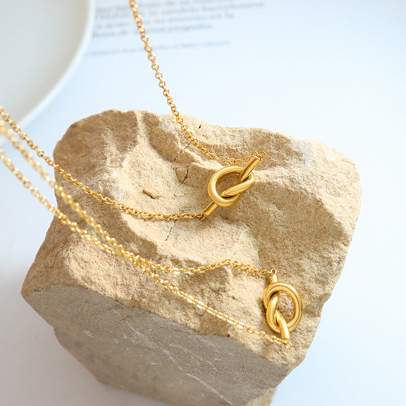 18K Gold-Plated Titanium Steel Knot Necklace 