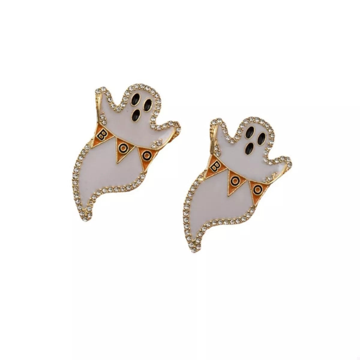 Halloween Ghost and Pumpkin Dangle Earrings 
