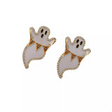 Halloween Ghost and Pumpkin Dangle Earrings 