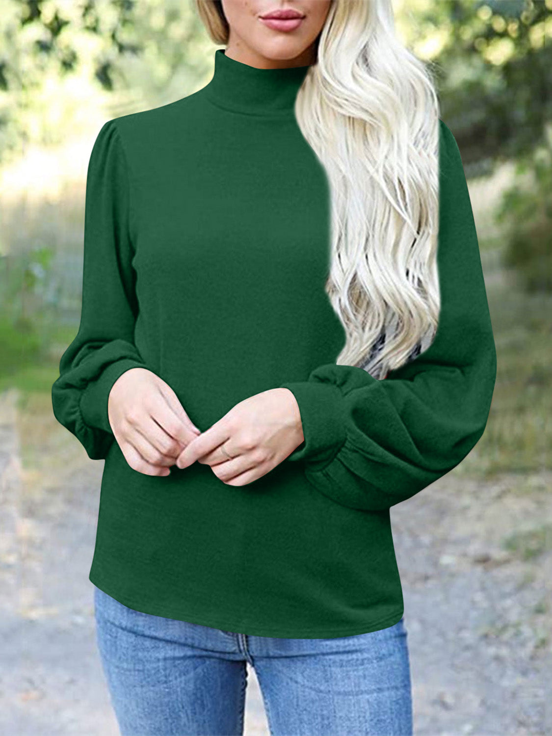 Full Size Mock Neck Long Sleeve T-Shirt 