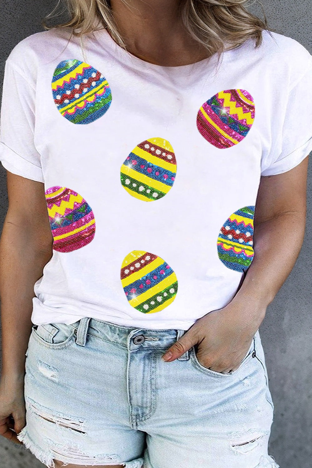 Plus Size Easter Round Neck Short Sleeve T-Shirt 