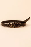 Flower Decor Skinny PU Belt 