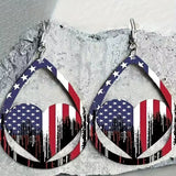 US Flag Pattern Wooden Earrings 