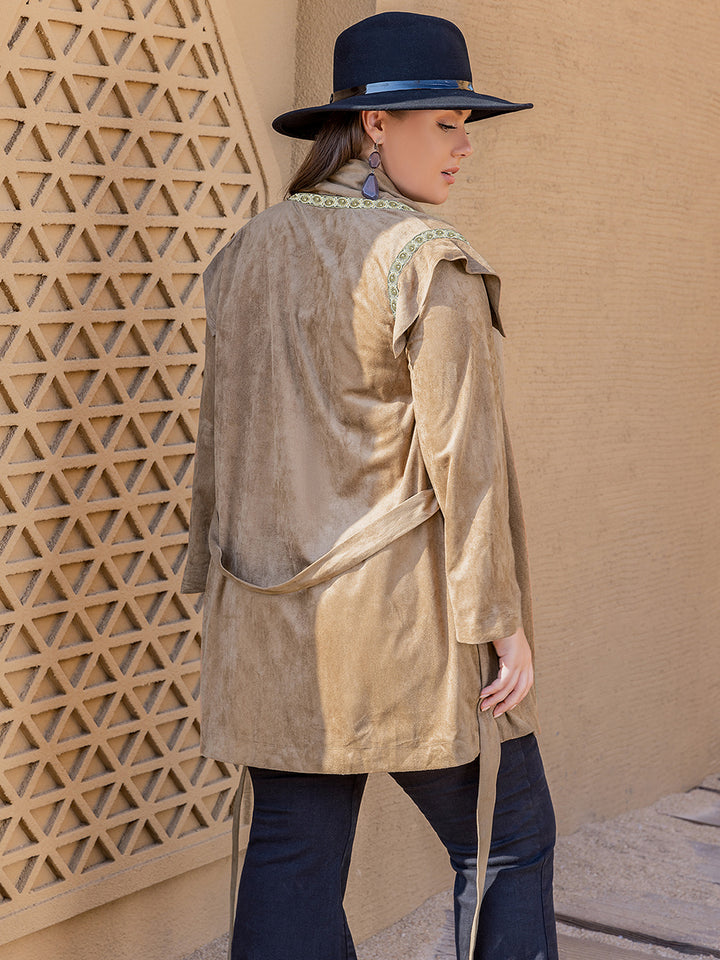 Plus Size Long Sleeve Tie Waist Cardigan 