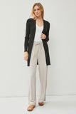 Be Cool Ribbed Open Front Long Sleeve Cardigan 
