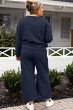 Double Take Full Size Textured Long Sleeve Top and Drawstring Pants Set 