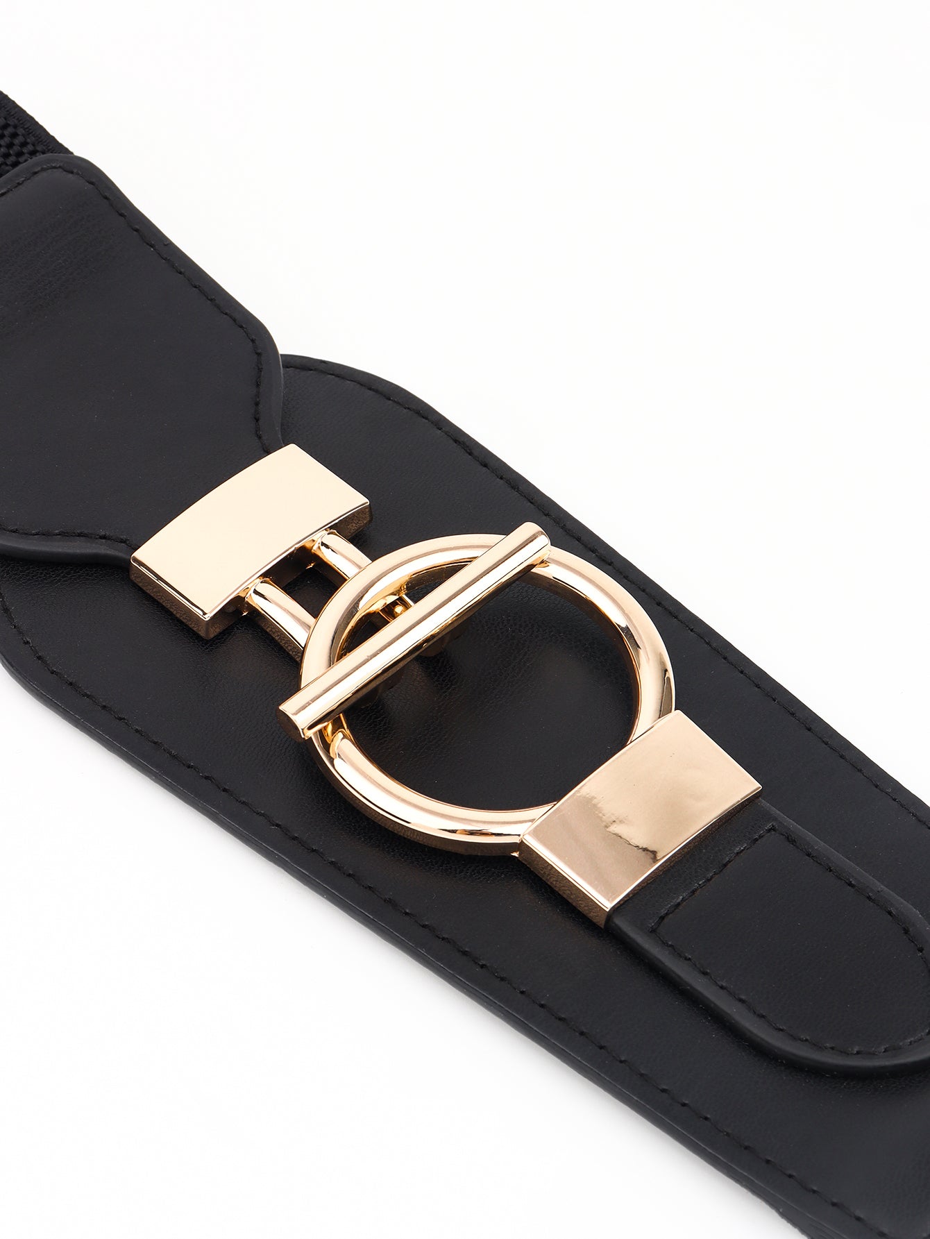 PU Elastic Wide Belt with Alloy Buckle 